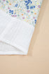 Floral Patchwork Gauze Cotton Henley Button Up Blouse