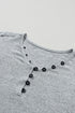 Floral Patchwork Lantern Sleeve Buttoned V Neck Top