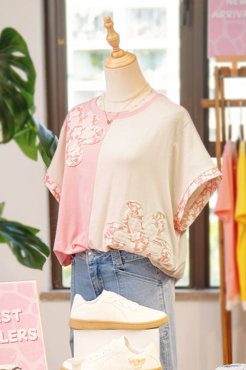 Floral Patchwork Mixed Pattern Relaxed Fit T Shirt