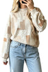 Floral Patchwork Mock Neck Long Sleeve Sweatshirt