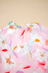 Floral Patchwork Notched Neck Flutter Sleeve Blouse
