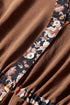 Floral Patchwork Notched Neck Long Sleeve A-Line Maxi Dress
