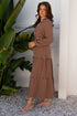 Floral Patchwork Notched Neck Long Sleeve A-Line Maxi Dress