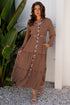 Floral Patchwork Notched Neck Long Sleeve A-Line Maxi Dress
