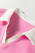 Floral Patchwork Polo Collar Puff Sleeve Mixed Media Top