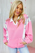 Floral Patchwork Polo Collar Puff Sleeve Mixed Media Top