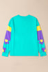Floral Patchwork Print Long Sleeve Loose Knit Top