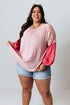 Floral Patchwork Print Plus Size Long Sleeve Top