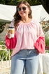 Floral Patchwork Print Plus Size Long Sleeve Top