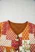 Floral Patchwork Quilted V Neck Button Vest