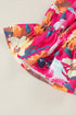 Floral Patchwork Ruffled Sleeve Ribbed Knit Drop Shoulder Top