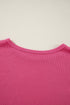 Floral Patchwork Ruffled Sleeve Ribbed Knit Drop Shoulder Top