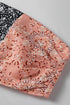 Floral Patchwork Textured Knit Drawstring V Neck Blouse