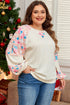 Floral Patchwork Textured Puff Long Sleeve Top