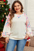 Floral Patchwork Textured Puff Long Sleeve Top