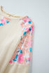 Floral Patchwork Textured Puff Long Sleeve Top