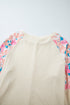 Floral Patchwork Textured Puff Long Sleeve Top