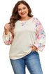 Floral Patchwork Textured Puff Long Sleeve Top