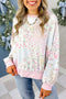 Floral Patchwork Twist Ribbed Trim Long Sleeve Top