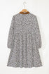 Floral Patchwork V Neck Puff Sleeve Plus Size Mini Dress