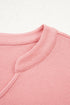 Floral Patchwork Waffle Knit Notched Neck Long Sleeve Top