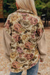Floral Patchwork Waffle Knit Sleeve Drop Shoulder Button Front Jacket