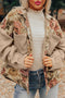 Floral Patchwork Waffle Knit Sleeve Drop Shoulder Button Front Jacket