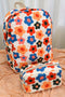 Floral Pattern Corduroy Zippered Daily Travel Backpack