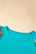Floral Pattern Crochet Knit Short Sleeve Top