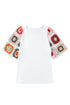 Floral Pattern Crochet Knit Short Sleeve Top