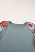 Floral Pattern Crochet Knit Short Sleeve Top