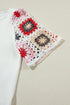 Floral Pattern Crochet Knit Short Sleeve Top