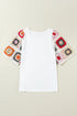 Floral Pattern Crochet Knit Short Sleeve Top