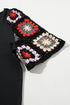 Floral Pattern Crochet Knit Short Sleeve Top