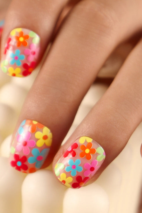 Floral Pattern Durable ABS Press On False Nails