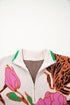 Floral Pattern Knit Quarter Zip Stand Collar Sweater