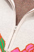 Floral Pattern Knit Quarter Zip Stand Collar Sweater