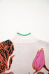 Floral Pattern Knit Quarter Zip Stand Collar Sweater