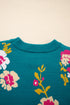 Floral Pattern Mock Neck Short Sleeve Knit Sweater