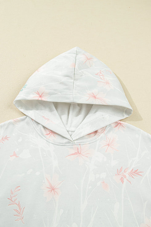 Floral Pattern Relaxed Fit Casual Plus Size Hoodie