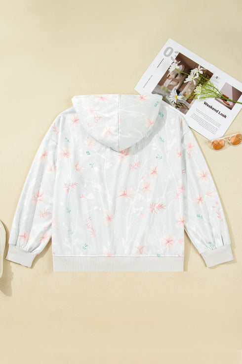 Floral Pattern Relaxed Fit Casual Plus Size Hoodie