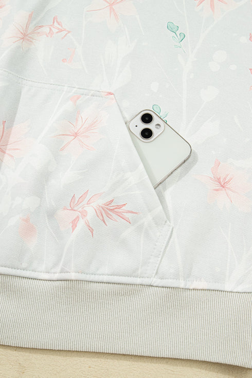 Floral Pattern Relaxed Fit Casual Plus Size Hoodie