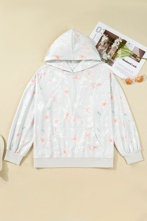 Floral Pattern Relaxed Fit Casual Plus Size Hoodie