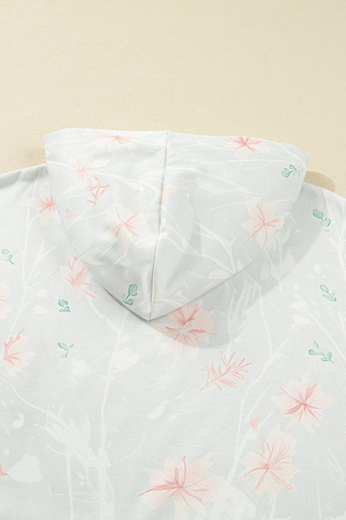 Floral Pattern Relaxed Fit Casual Plus Size Hoodie