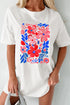 Floral Pattern Round Neck Half Sleeve Oversized Graphic T-Shirt