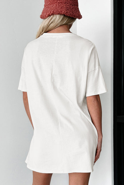 Floral Pattern Round Neck Half Sleeve Oversized Graphic T-Shirt