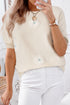 Floral Pattern Short Puff Sleeve Knit Sweater