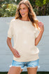Floral Pattern Short Puff Sleeve Knit Sweater