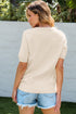 Floral Pattern Short Puff Sleeve Knit Sweater
