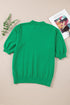 Floral Pattern Short Sleeve Crew Neck Knit Sweater